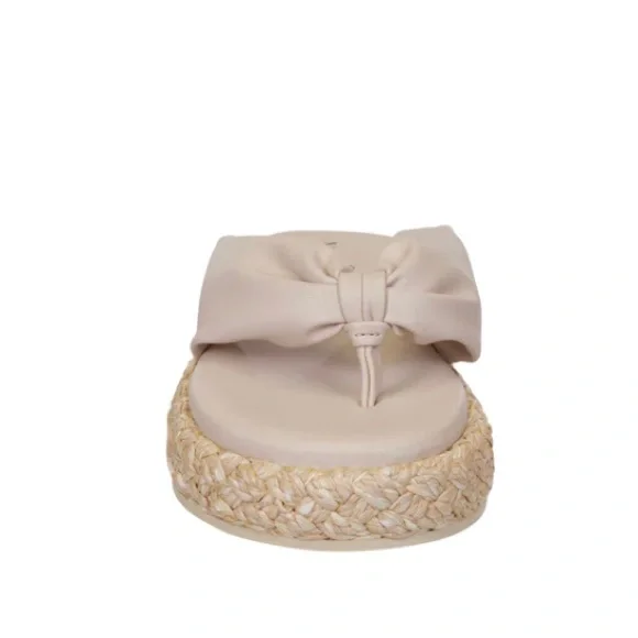 Boho Vegan Leather Cream Espadrille Slip on Sandals Size 7.5 - Picture 4 of 8